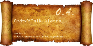 Ondrásik Aletta névjegykártya